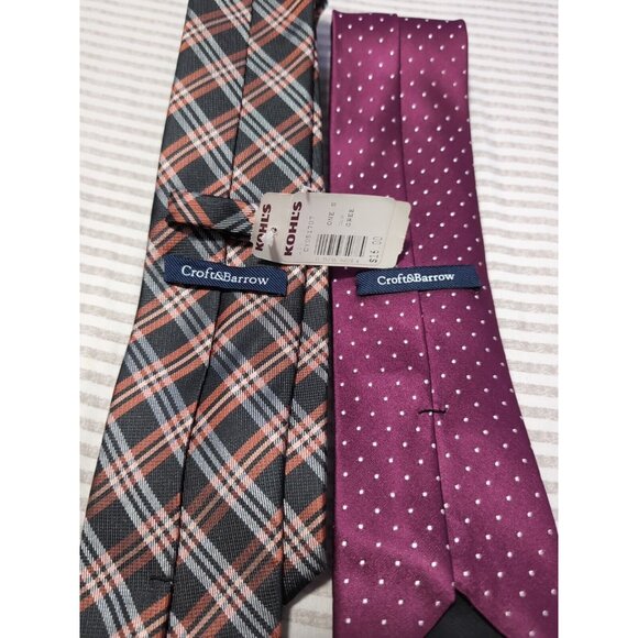 Croft & Barrow 55” Men’s Tie 100% Silk Made in Italy Purple Burgundy 3" X 58" - Picture 3 of 4